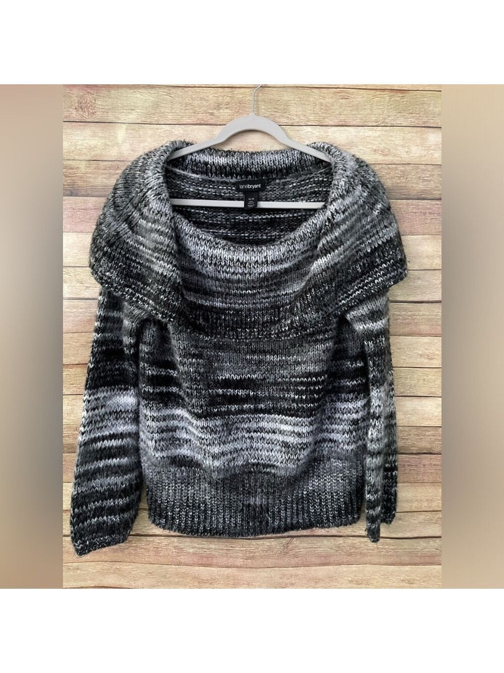 Lane Bryant Women’s Black Gray Pullover Knit Sweater Plus Size 14/16
